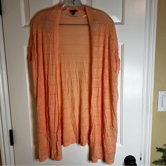 Torrid Size 14/18 Short Sleeve‎ Rayon Cardigan Peach Office Career Wear - Picture 1 of 4